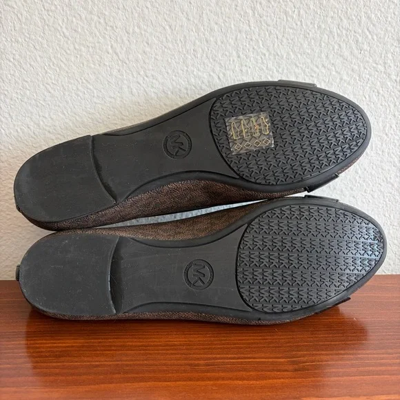 Michael Kors Brown and Black MK Logo Ballet Flats - Picture 5 of 5
